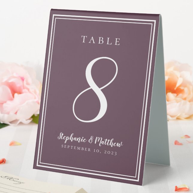 Customised Cassis Purple Wedding Table Number (In SItu (Wedding))