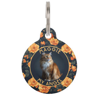 Customised Cat Gift Rose Floral Pet Tag