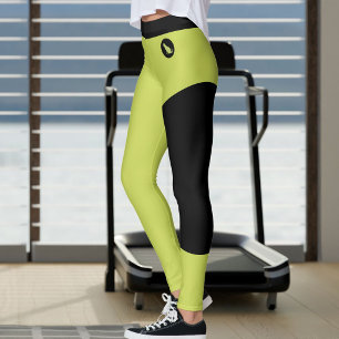 Customised Cat Lover Pet Mum Yellow Green Black Leggings