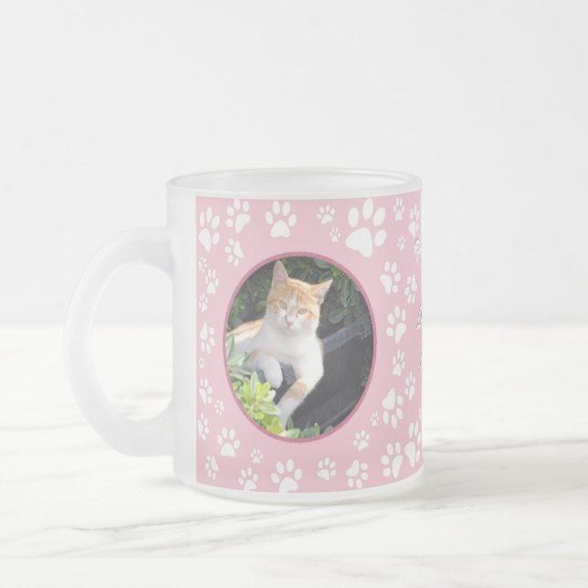 Customised Cat Memorial Mug Paw Prints Pink (Left)