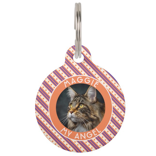 Customised Cat Mum Gift Stripes Pattern Pet Tag (Front)