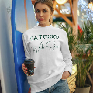 Customised Cat Mum Green Script Funny Pet Lover Sweatshirt