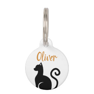customised cat name and lost details black Cat Pet Tag