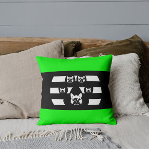 Customised Cat Paw Vintage Sunset On Lime Black Cushion