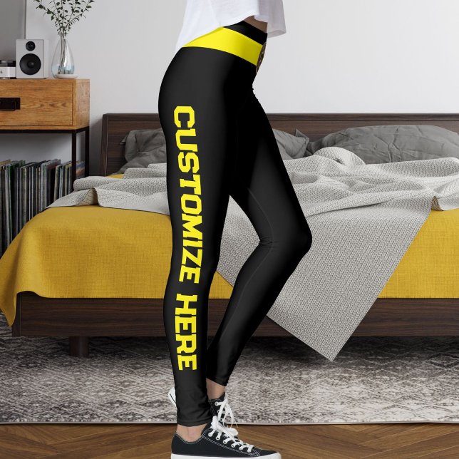 Customised Cat Pet Lover Black Yellow Custom Made Leggings (Creator Uploaded)