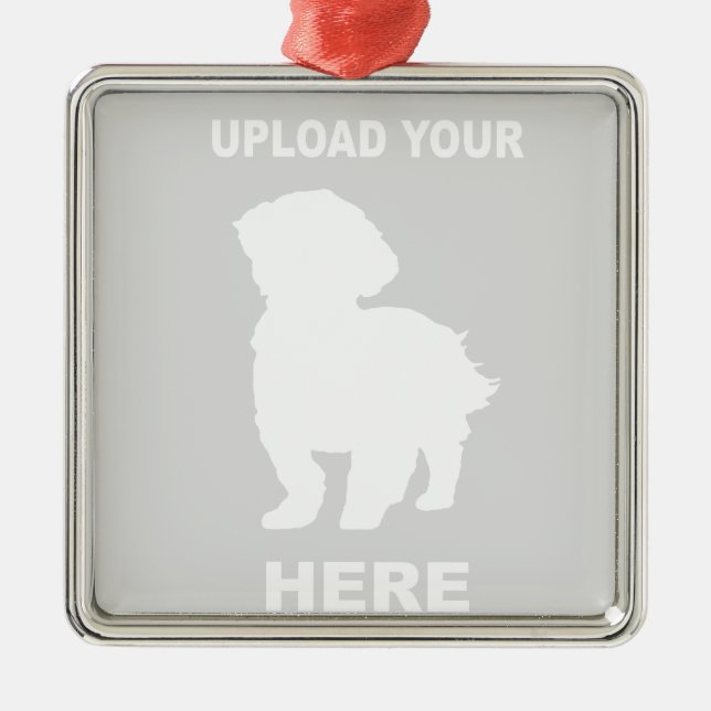 Customised Cavachon Ornament, Pet Photo Metal Tree Decoration (Front)