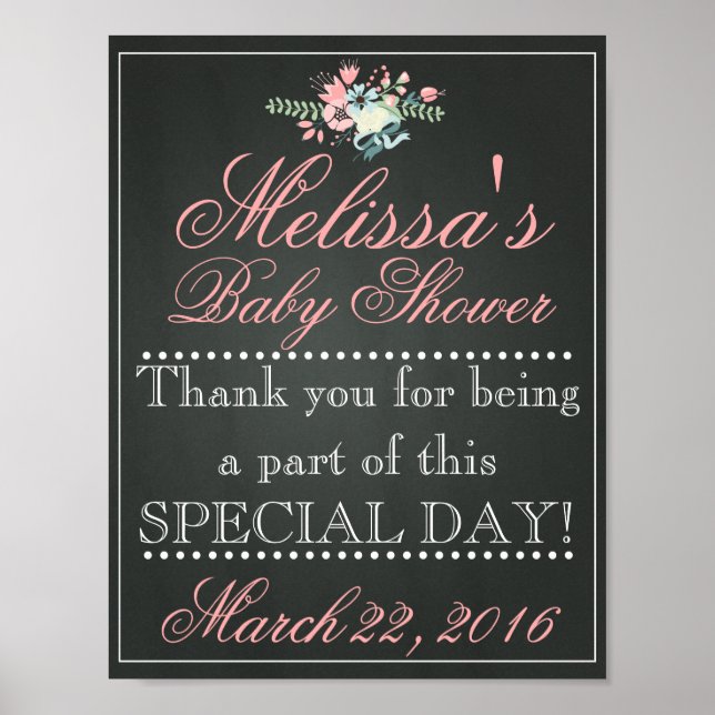 Customised Chalk Baby Shower Sign, Welcome Poster (Front)