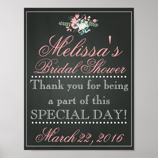 Customised Chalk Bridal Shower Sign, Bridal Poster (Front)