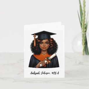Customised Chic African-American Woman Graduation Card