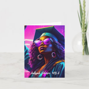Customised Chic African-American Woman Graduation Card
