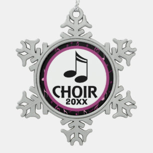 Customised Choir Music Gift Snowflake Pewter Christmas Ornament