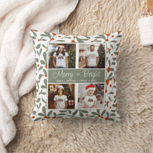 Customised Christmas 4 Photo Collage Cushion