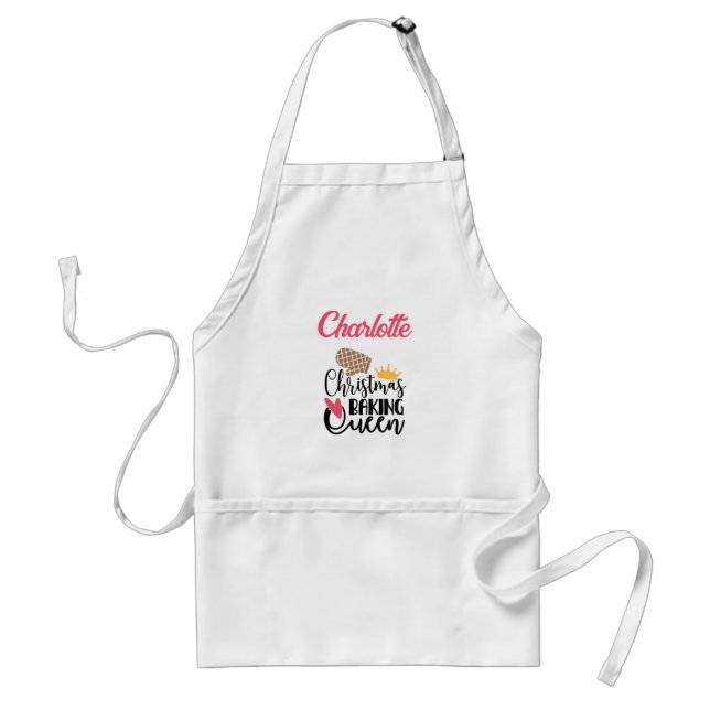 Customised Christmas Baking Queen Adult Apron (Front)