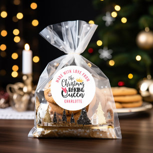 Customised Christmas Baking Queen Classic Round Sticker
