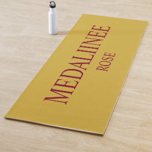 Customised Christmas Champagne Gold Burgundy Name Yoga Mat