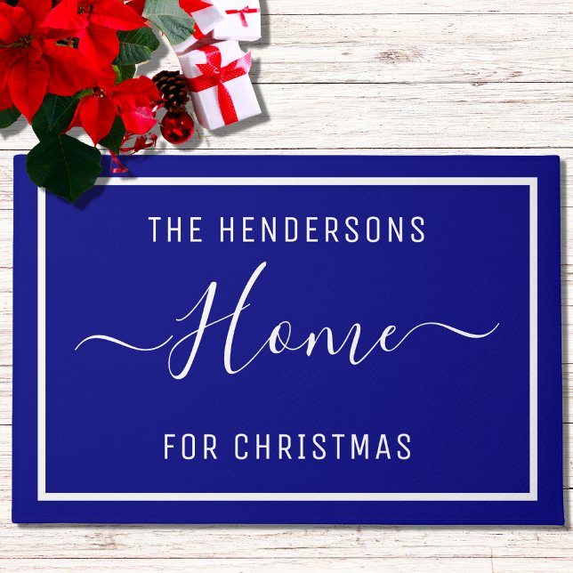 Customised Christmas Family Navy Blue Doormat (Creator Uploaded)