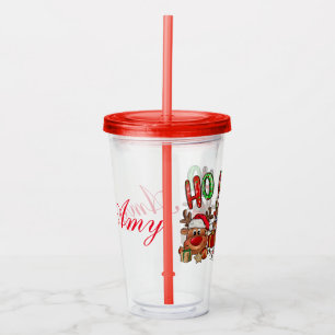 Customised Christmas Reindeer  Acrylic Tumbler