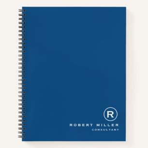 Customised Classic Blue & White Monogram Initial  Notebook