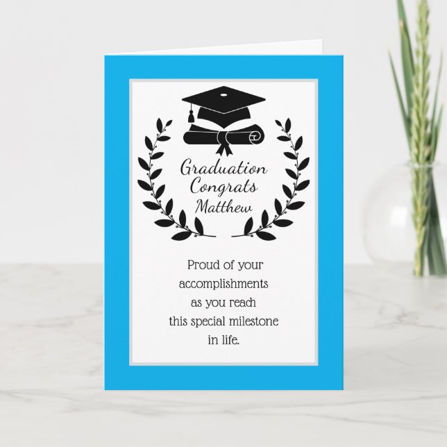 Customised, classic Congrats graduation card (Front)