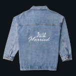 Customised Classic Elegant Modern Just Married. Denim Jacket<br><div class="desc">Customised Classic Elegant Stylish Modern monogram minimal Wedding Just Married jacket.</div>