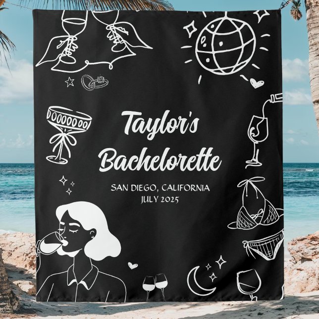 Customised Coastal Beach Bachelorette Party Decor Tapestry (Creator Uploaded)