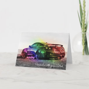 CUSTOMISED COLORFUL SPORTS CAR GREETING CARD