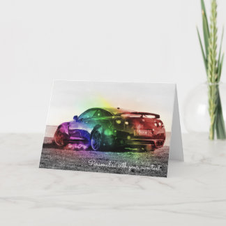 CUSTOMISED COLORFUL SPORTS CAR GREETING CARD