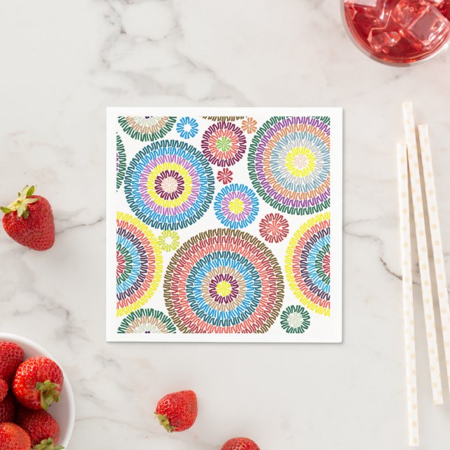 Customised Colourful concentric circle kids party Napkin (Insitu)