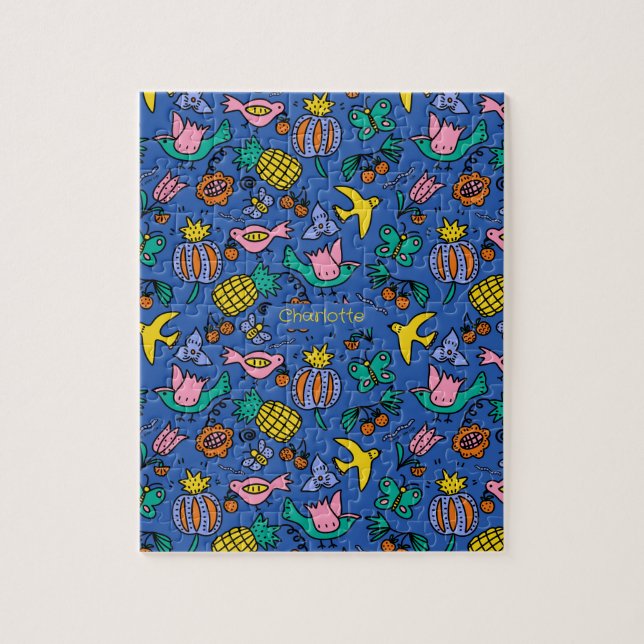 Customised colourful cute fruity summer jigsaw puzzle (Vertical)