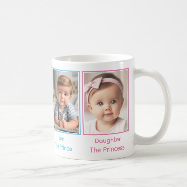 Customised Colourful Four Family Photo Collage Coffee Mug (Right)