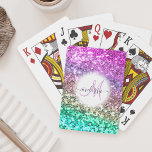 Customised Colourful Glitter Mermaid Monogram Name Playing Cards<br><div class="desc">Easily personalise these beautiful sparkly faux glitter playing cards with your custom handwritten script monogram and name.</div>