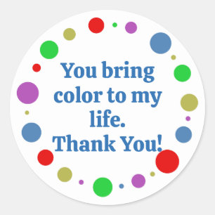 Customised Colourful Orbit Thank You Classic Round Sticker