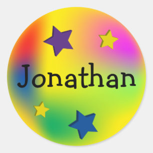 Customised Colourful Stars Classic Round Sticker