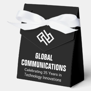 Customised Company Anniversary Party Black White Favour Box