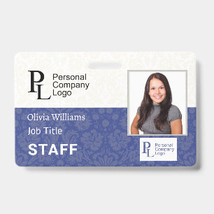 Customised Company Elegant Damask Staff Photo ID Badge