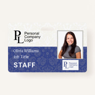 Customised Company Elegant Damask Staff Photo ID ID Badge