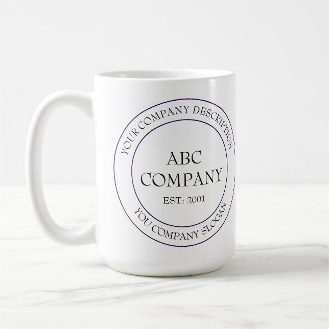 Customised Company Logo Slogan Mission  Coffee Mug (Left)