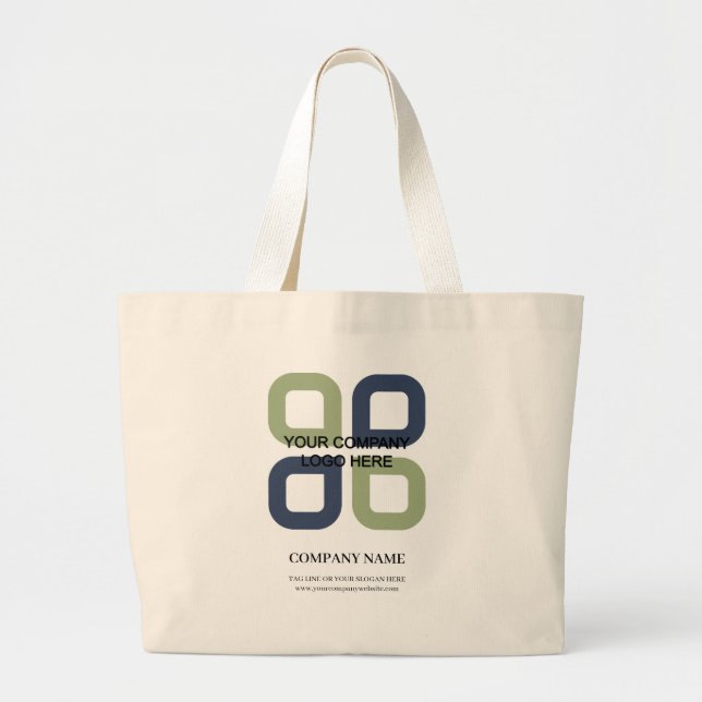 Customised Company Logo With Business Slogan Large Tote Bag (Front)