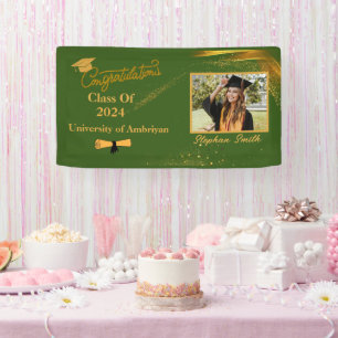 Customised congratulations green and gold modern banner