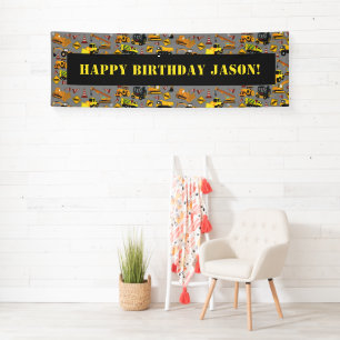 Customised Construction Trucks Pattern Banner