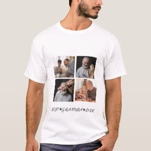 Customised Contemporary 4-Photo "Best Grandpa Ever T-Shirt