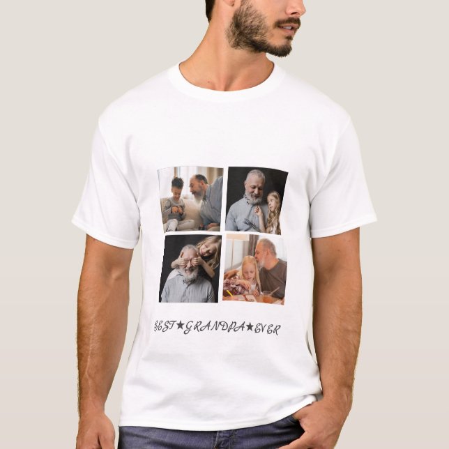 Customised Contemporary 4-Photo "Best Grandpa Ever T-Shirt (Front)