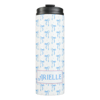 Customised Coquette Blue Bow  Thermal Tumbler