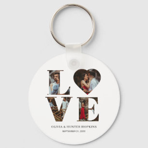 Customised Couple Love Heart 4 Photo Key Ring