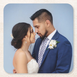 Customised Couple Wedding Photo Square Paper Coaster
