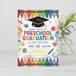 Customised Crayon-Themed Preschool Graduation Invitation