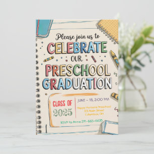 Customised Crayons Notebook Preschool Graduation Invitation