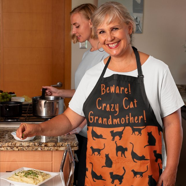 Customised Crazy Cat Grandma All-Over Print Apron (Is your Grandma a cat lady?)