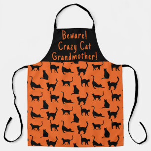 Customised Crazy Cat Grandmother Halloween Apron