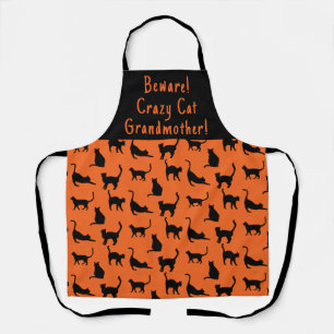 Customised Crazy Cat Grandmother Halloween Apron